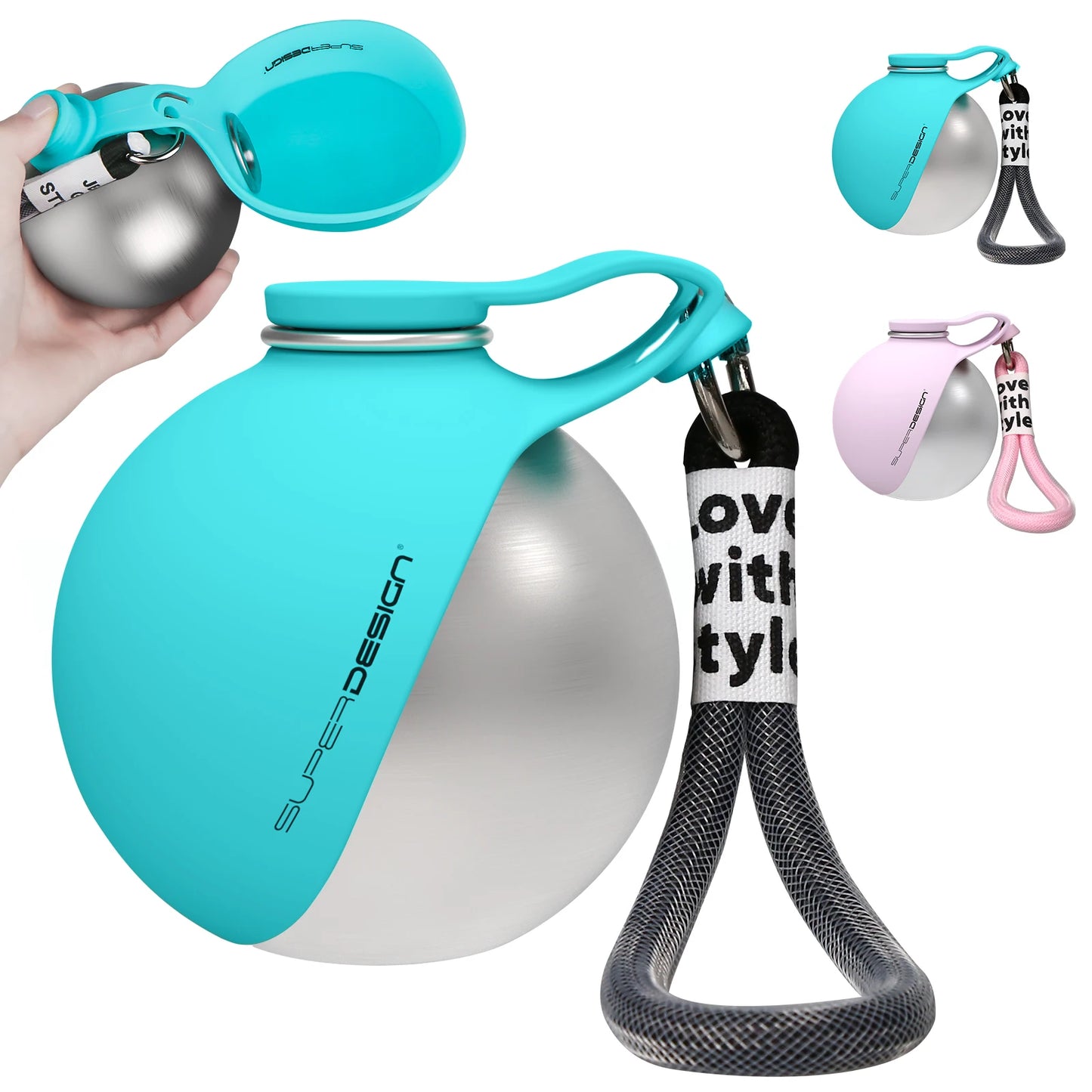 2-in-1 Portable Dog Water Bottle – Leak-Proof Travel Bottle with Stainless Steel Bowl