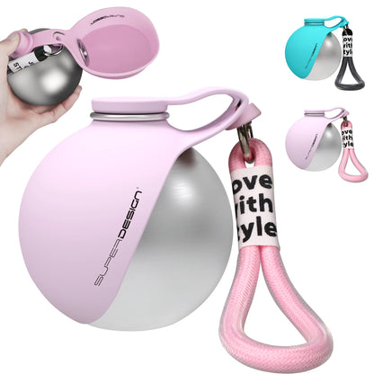 2-in-1 Portable Dog Water Bottle – Leak-Proof Travel Bottle with Stainless Steel Bowl