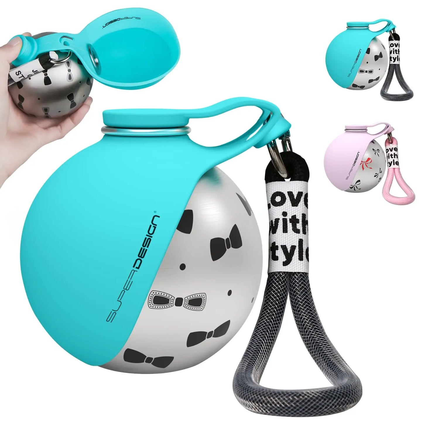 2-in-1 Portable Dog Water Bottle – Leak-Proof Travel Bottle with Stainless Steel Bowl