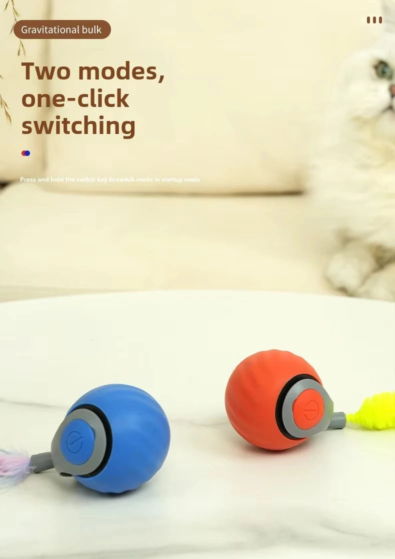 Interactive Speedy Tail Cat Toy – Automatic Rolling Ball & Feather Toy