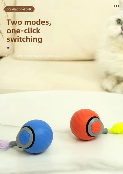 Interactive Speedy Tail Cat Toy – Automatic Rolling Ball & Feather Toy