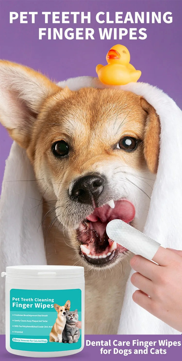 Pet Finger Toothbrush & Dental Wipes