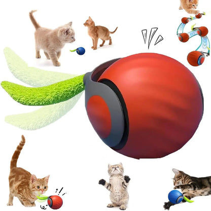 Interactive Speedy Tail Cat Toy – Automatic Rolling Ball & Feather Toy
