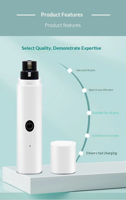 Electric Pet Nail Grinder – Quiet Rechargeable Dog & Cat Nail Trimmer