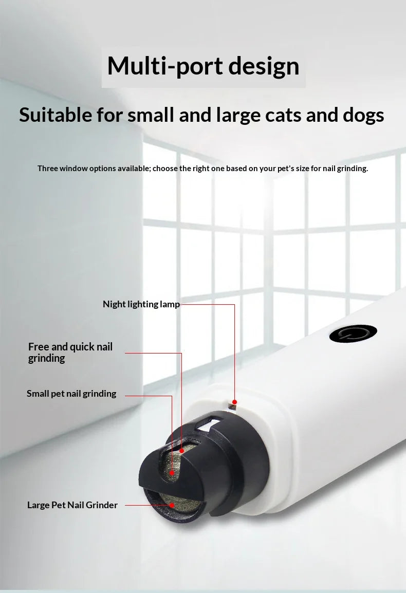 Electric Pet Nail Grinder – Quiet Rechargeable Dog & Cat Nail Trimmer