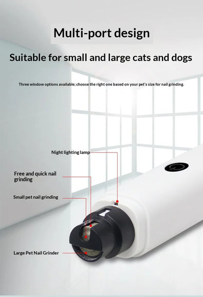 Electric Pet Nail Grinder – Quiet Rechargeable Dog & Cat Nail Trimmer