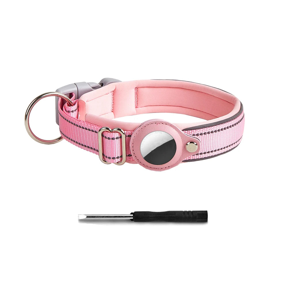 Reflective AirTag Dog Collar – Adjustable Safety Collar with Secure AirTag Holder