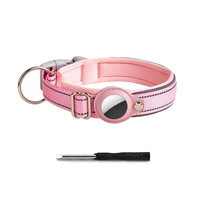 Reflective AirTag Dog Collar – Adjustable Safety Collar with Secure AirTag Holder