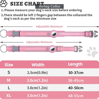 Reflective AirTag Dog Collar – Adjustable Safety Collar with Secure AirTag Holder