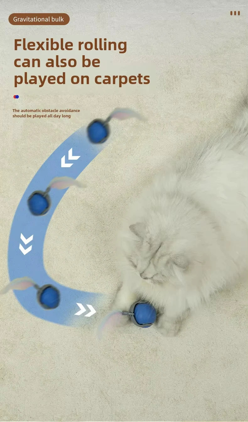 Interactive Speedy Tail Cat Toy – Automatic Rolling Ball & Feather Toy