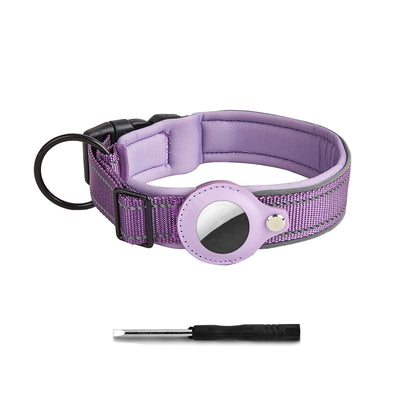 Reflective AirTag Dog Collar – Adjustable Safety Collar with Secure AirTag Holder
