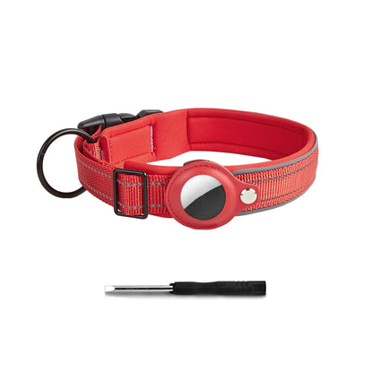 Reflective AirTag Dog Collar – Adjustable Safety Collar with Secure AirTag Holder