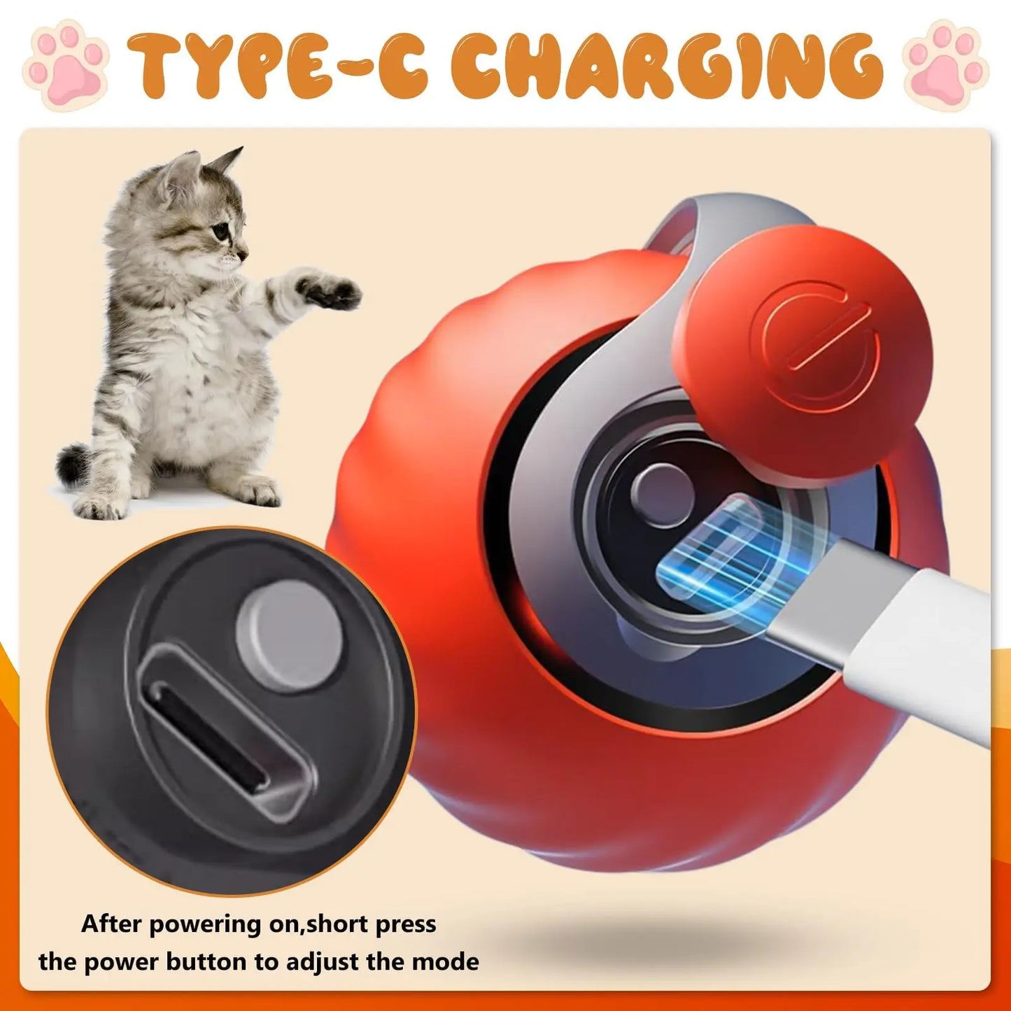 Interactive Speedy Tail Cat Toy – Automatic Rolling Ball & Feather Toy