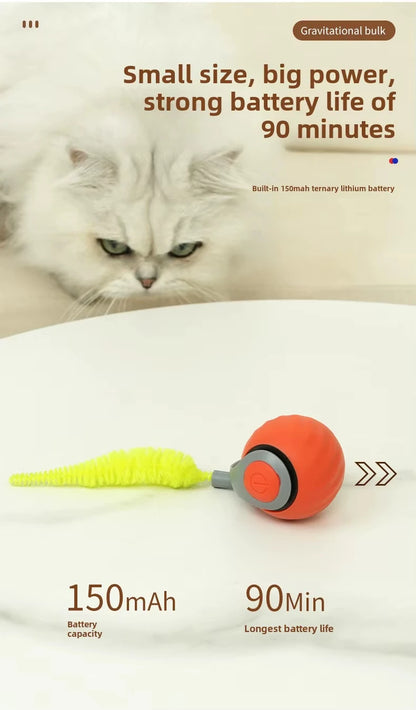 Interactive Speedy Tail Cat Toy – Automatic Rolling Ball & Feather Toy