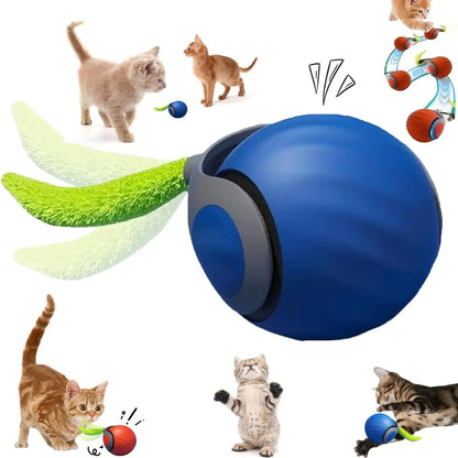 Interactive Speedy Tail Cat Toy – Automatic Rolling Ball & Feather Toy