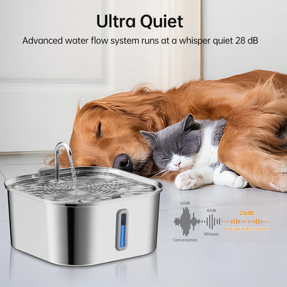 7L Stainless Steel Automatic Dog Water Fountain with Filter
