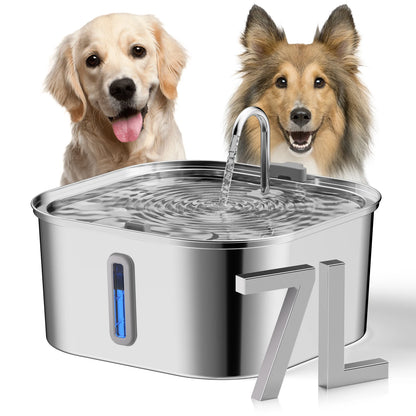 7L Stainless Steel Automatic Dog Water Fountain with Filter