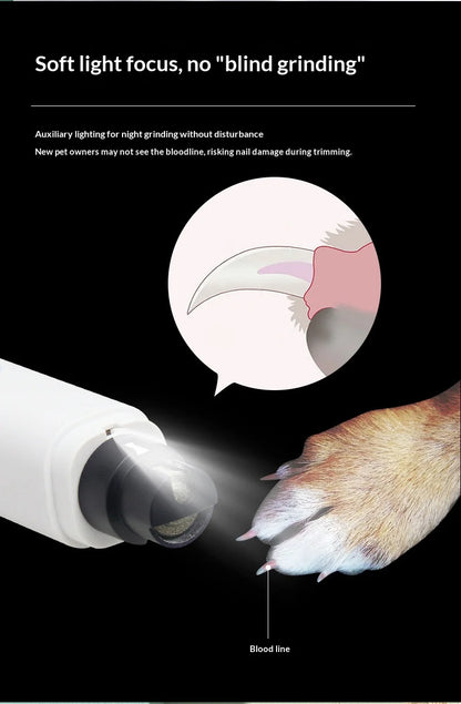 Electric Pet Nail Grinder – Quiet Rechargeable Dog & Cat Nail Trimmer