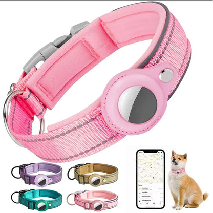 Reflective AirTag Dog Collar – Adjustable Safety Collar with Secure AirTag Holder