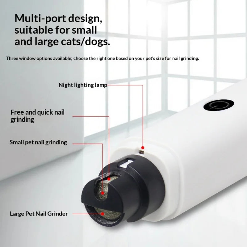 Electric Pet Nail Grinder – Quiet Rechargeable Dog & Cat Nail Trimmer