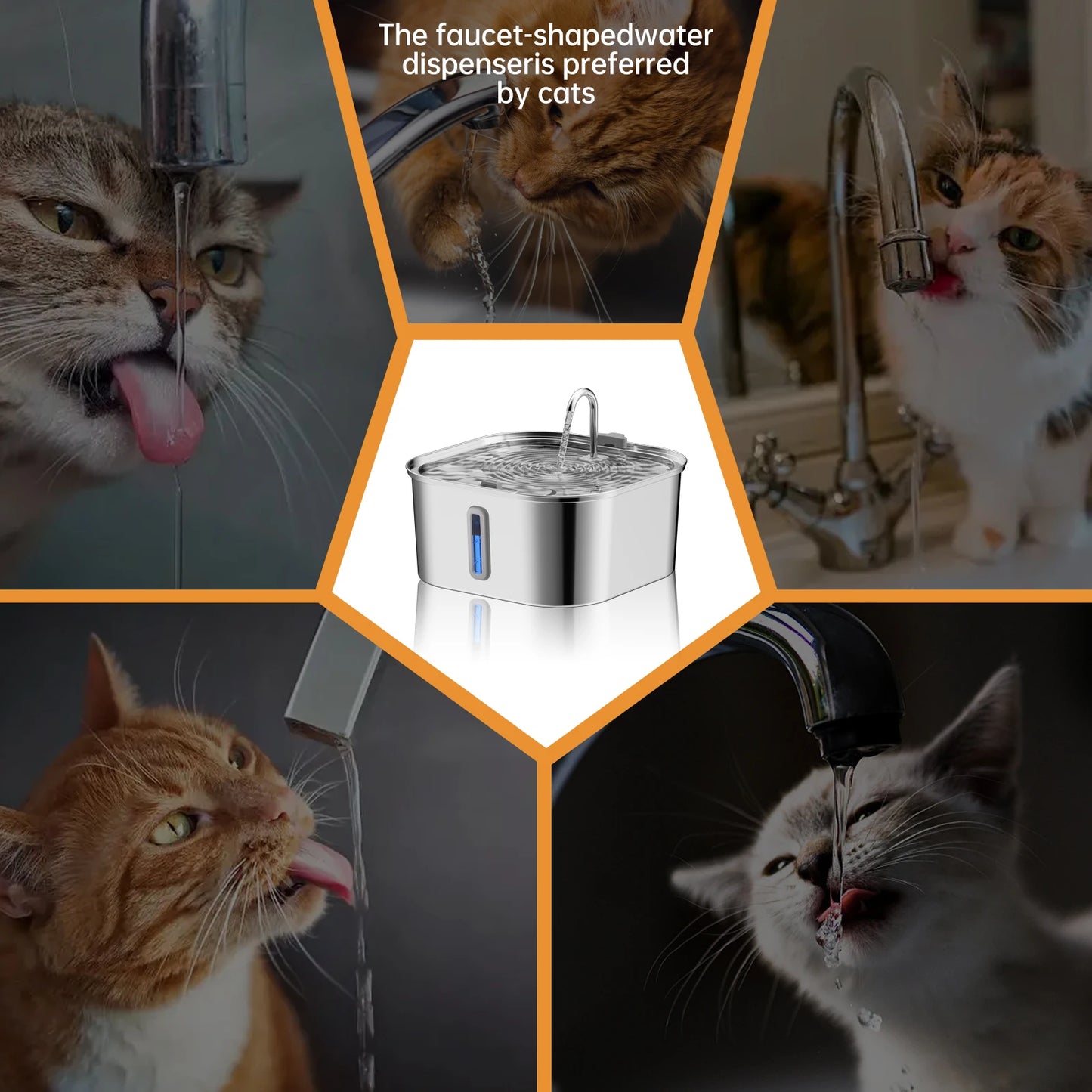 7L Stainless Steel Automatic Dog Water Fountain with Filter