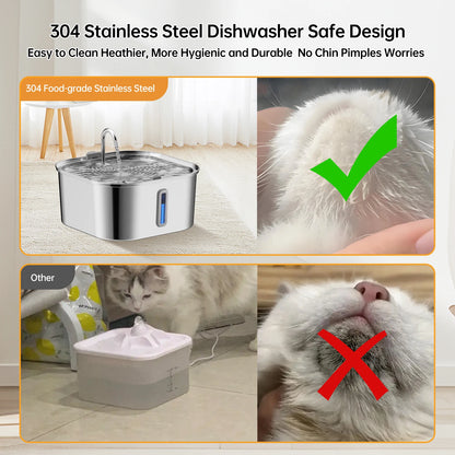7L Stainless Steel Automatic Dog Water Fountain with Filter