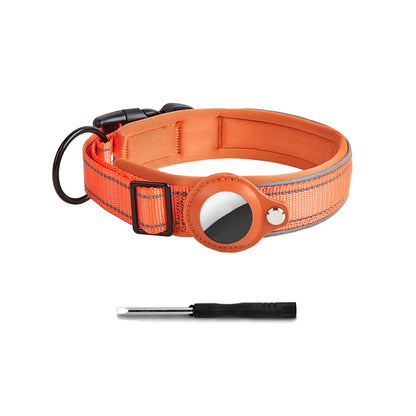 Reflective AirTag Dog Collar – Adjustable Safety Collar with Secure AirTag Holder