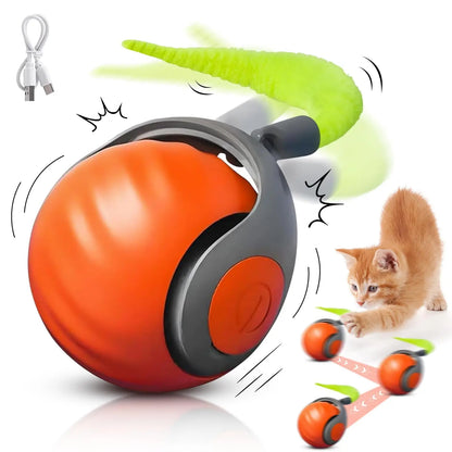 Interactive Speedy Tail Cat Toy – Automatic Rolling Ball & Feather Toy