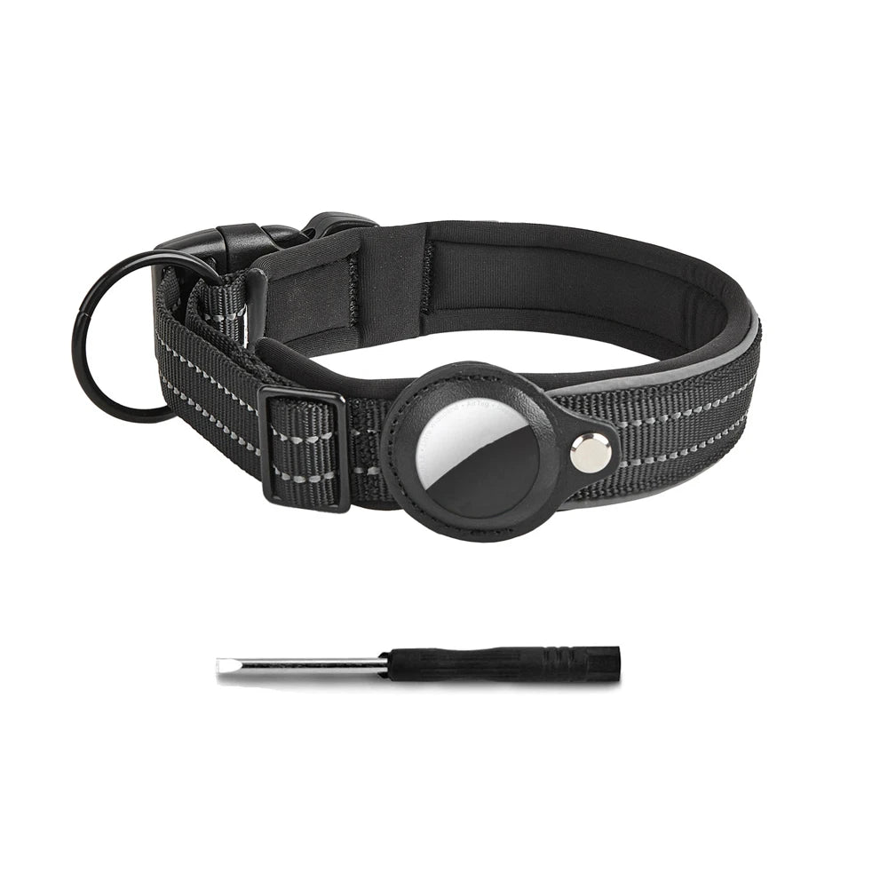 Reflective AirTag Dog Collar – Adjustable Safety Collar with Secure AirTag Holder