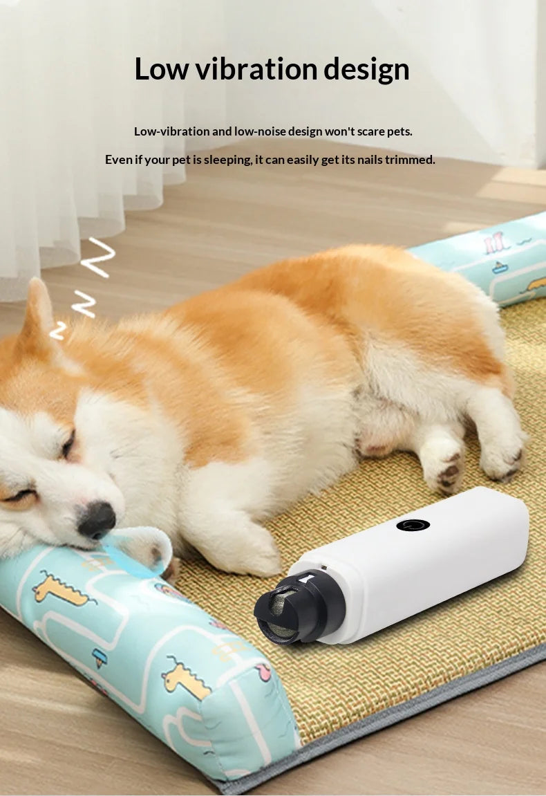 Electric Pet Nail Grinder – Quiet Rechargeable Dog & Cat Nail Trimmer