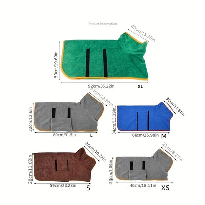 Quick-Dry Dog Bathrobe – Absorbent Microfiber Pet Bath Towel